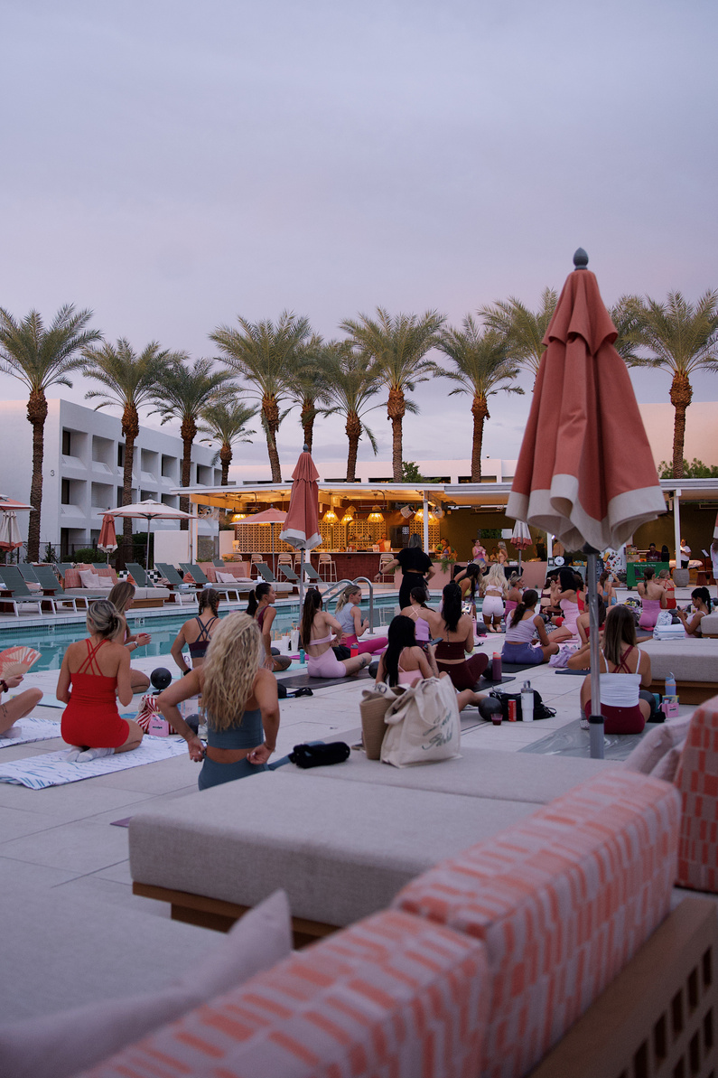 Crowd gathered at a resort pop up event